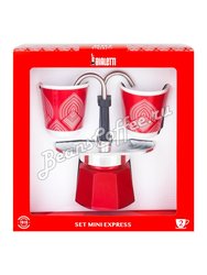 Bialetti Mini Express Набор: к столетию гейзерная кофеварка на 2 чашки + 2 чашки