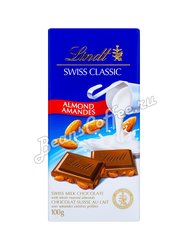 Плитка Lindt Milch-Mandel шоколад  c цельно обжаренным миндалем100 г
