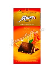 Munz Горький шоколад 55% CACAO с апельсином и миндалем 100 г