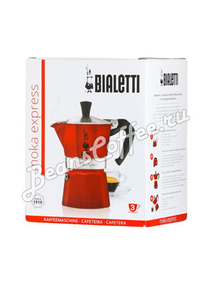 Гейзерная кофеварка Bialetti Moka Express Moka Red Emotion 3 порции 120 мл 5292